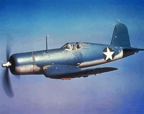 Vought F4u Corsair Aircraft Paint By Numbers Pbn Canvas