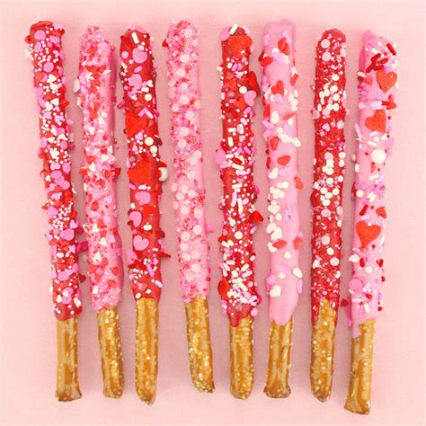 Valentines Day Chocolate Dipped Pretzel Rods Layer Cake Shop