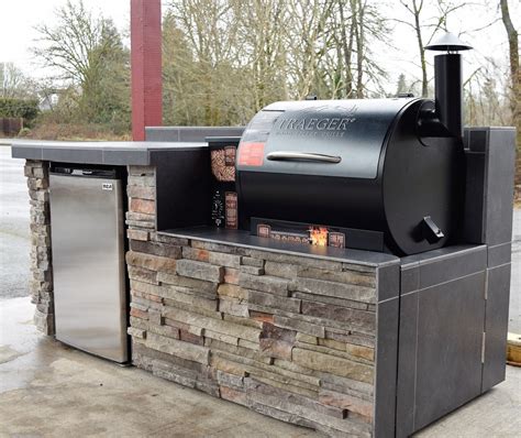Outdoor Kitchen Smoker Built In Traditional Patio Portland By
