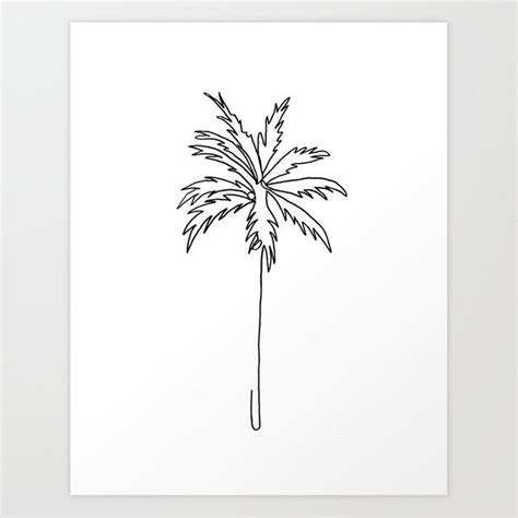 A Black And White Drawing Of A Palm Tree