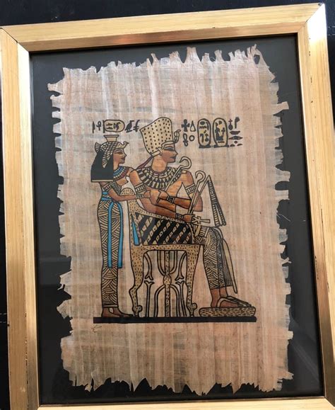 Authentic Hand Painted Egyptian Papyrus Of Cleopatra And Her Son Collectors Weekly