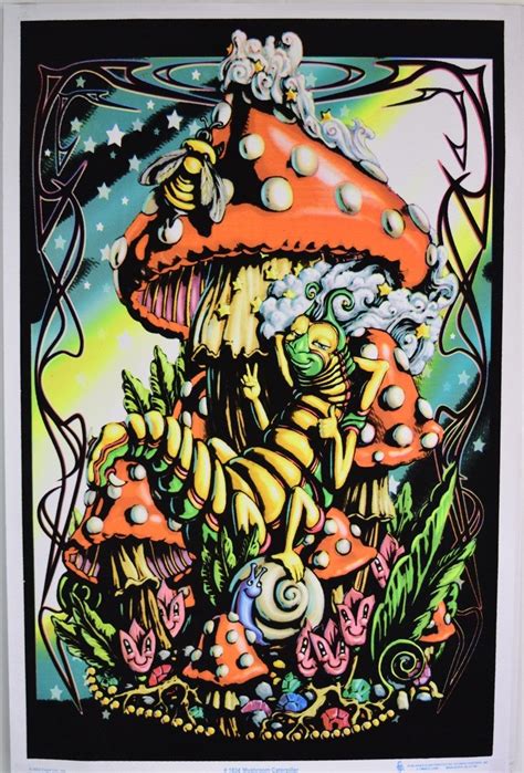Dasher Deals Psychedelic Trippy Mushroom Caterpillar 23x35 Velvet