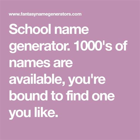 School Name Generator 1000s Of Names Are Available Youre Bound To