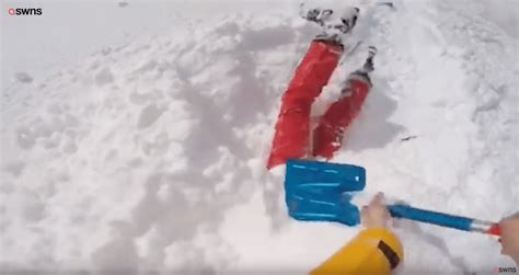 Video Dramatic Moment Skier Rescues Woman Buried Under 2 Feet Of Snow