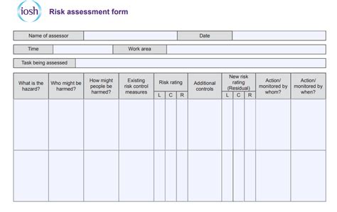 A Sample Form For A Risk Statement