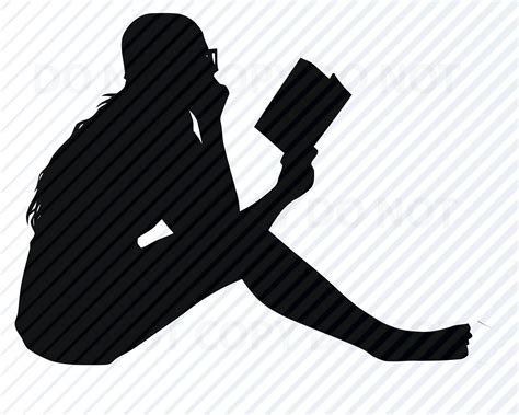 Woman Reading Book Svg Books Vector Images Silhouette Clip Etsy Uk