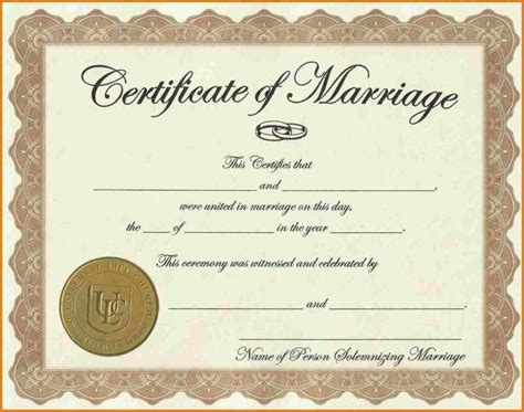 Printable Free Editable Marriage Certificates