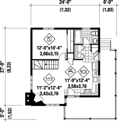 This cute home plan lives larger than it is and has a 5'6 deep porch across the front.the large great room shares a snack bar with the kitchen. Simple One Bedroom Cottage - 80555PM | 1st Floor Master ...