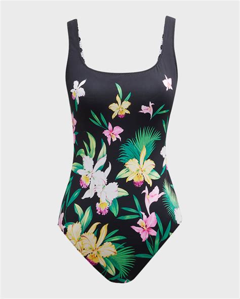 Tommy Bahama Orchid Garden Reversible Lace Back One Piece Swimsuit