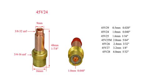 RIVERWELD TIG Gas Lens Collet Body 45V26 995795 WP 17 18 26 Welding