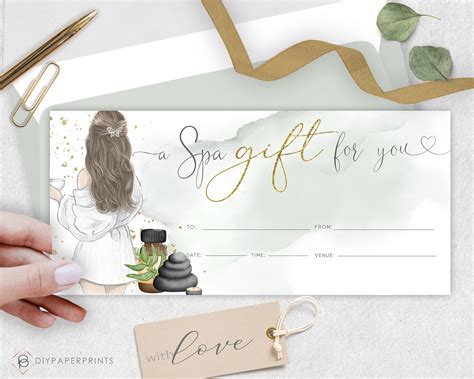 Spa Day T Voucher Certificate Template Diy T Etsy Uk