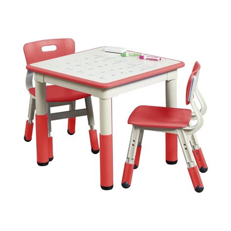 Ecr4kids Square Resin Dry Erase Adjustable Activity Table With 2 Chairs