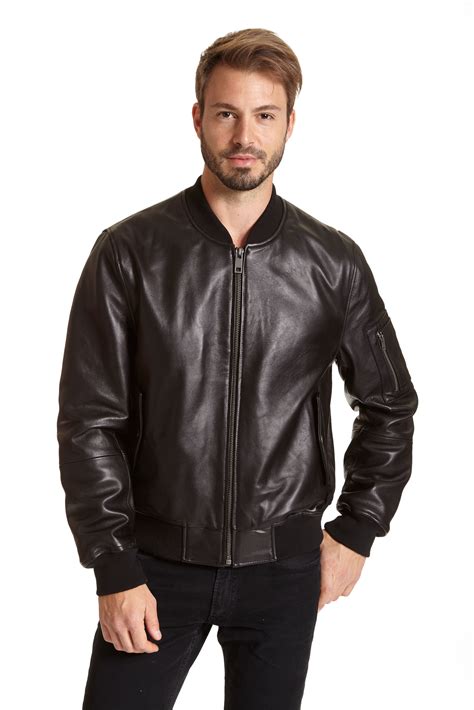 Excelled Men's Big and Tall Lambskin Leather Bomber Jacket