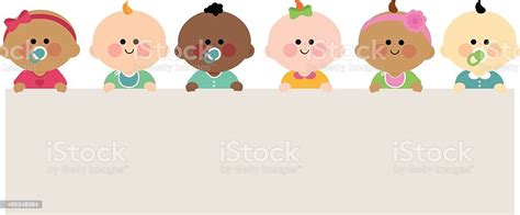 Babies Holding Horizontal Blank Banner Stock Illustration Download