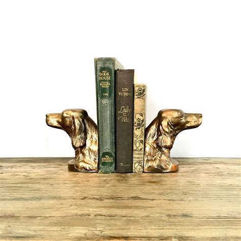 Solid Brass Dog Bookends Dog Bookends Brass Metal Bookends Etsy