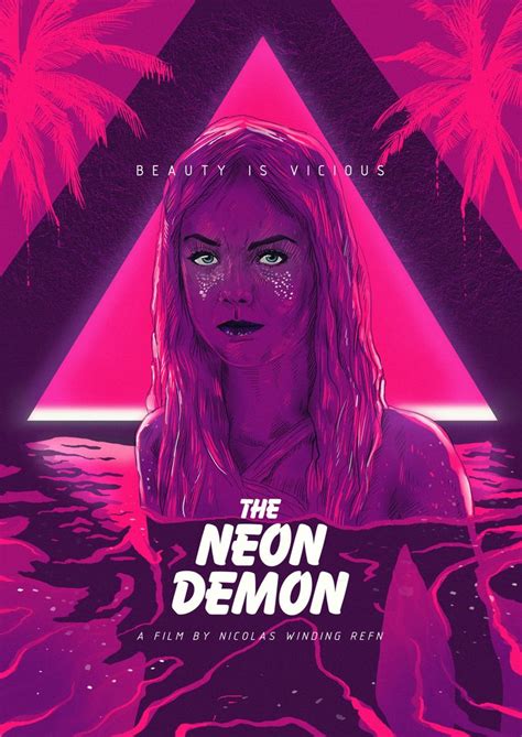 The Neon Demon Movie Poster With A Woman Swimming In Water And Palm