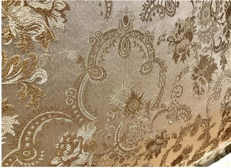 New Designer Brocade Jacquard Fabric Roses Floral Upholstery Gold