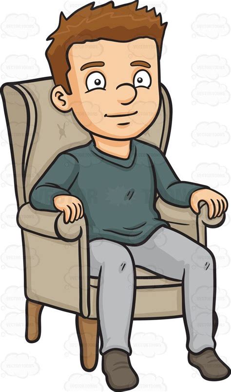 A Man Relaxing On A Single Couch Couch Cartoon Cartoon Clip Art