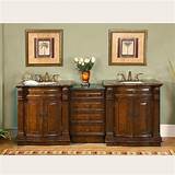Go even wider if your bathroom calls for an oversized vanity — you won't regret it! 84 Inch Large Cherry Double Sink Bath Vanity with Granite