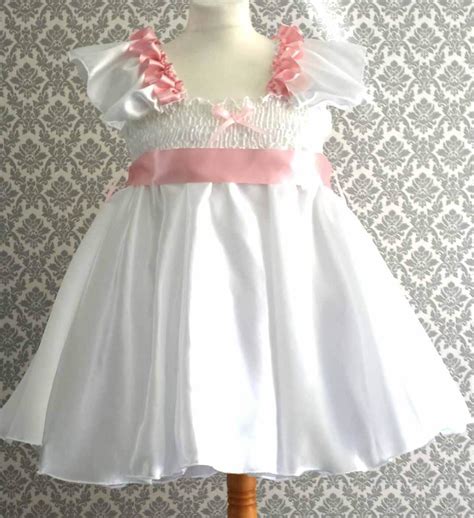 Alle Maten 39 Gbp Adult Baby Sissy Short Dress In White Satin Etsy