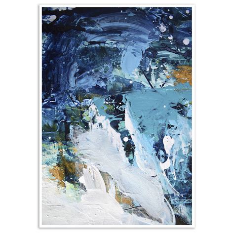 Tranquil Blue Abstract Art Print Framed By Abstract House