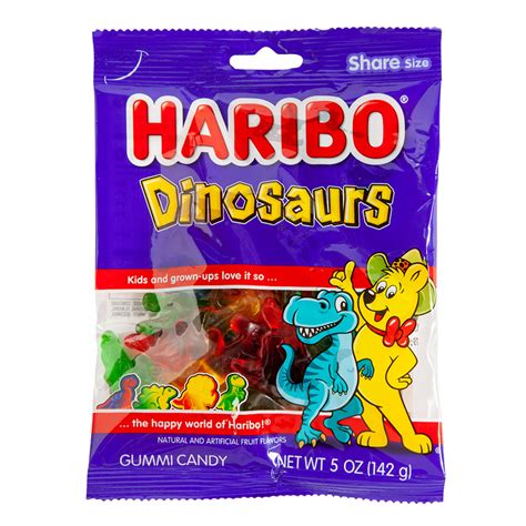 Haribo Dinosaurs Gummi Candy 5 Oz Peg Bag Nassau Candy