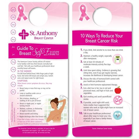 10 Ways To Reduce Your Breast Cancer Risk Self Exam Shower Card