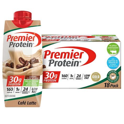 Premier 30g Protein Shakes 11 Fl Oz 18 Pack Cafe Latte