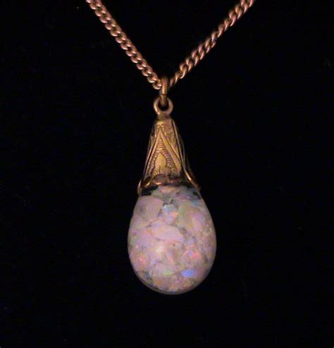 Vintage Floating Opal Pendant Necklace Etsy Opal Pendant Necklace