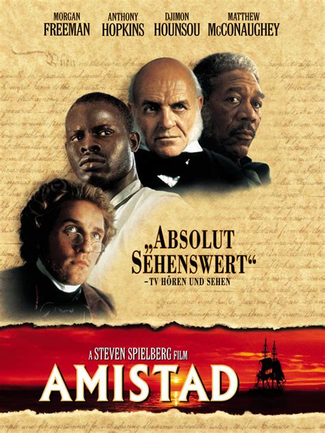 The film opens on the ship amistad, where cinque ( djimon hounsou ) is able to free himself from shackles and release his fellow prisoners. Amistad de Steven Spielberg - (1997) - Drame