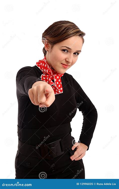 Young Business Girl Pointing Finger At Viewer Stock Image Image Of