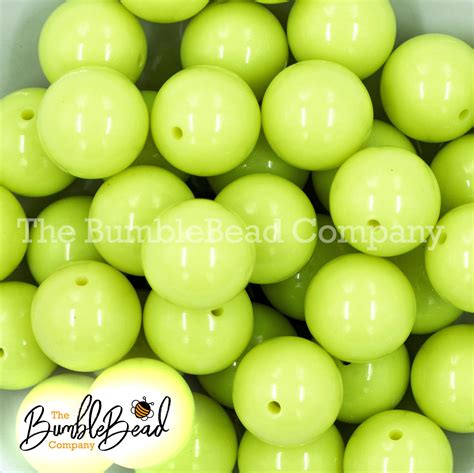 20mm Neon Green Solid Chunky Bubblegum Beads Acrylic Gumball Etsy