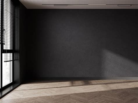 Premium Photo Empty Room With Dark Walls And Wooden Floor Near Window