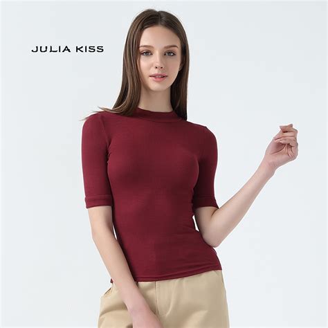 Women Slim Turtleneck Hlaf Sleeve T Shirt Women Sexy Ribbed T Shirts Tops In T Shirts From Women