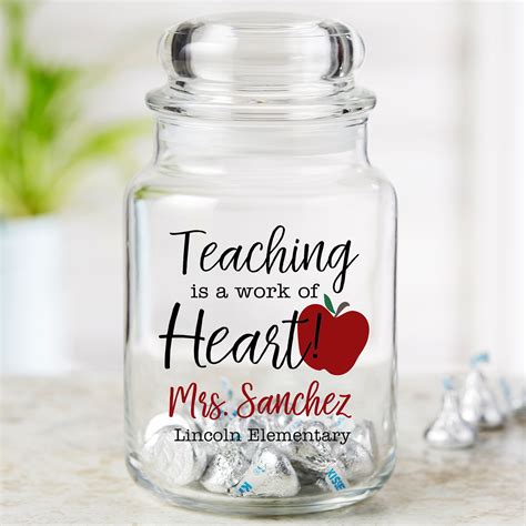 Inspiring Teacher Personalized Glass Candy Jar Personalized Candy Jars Teacher