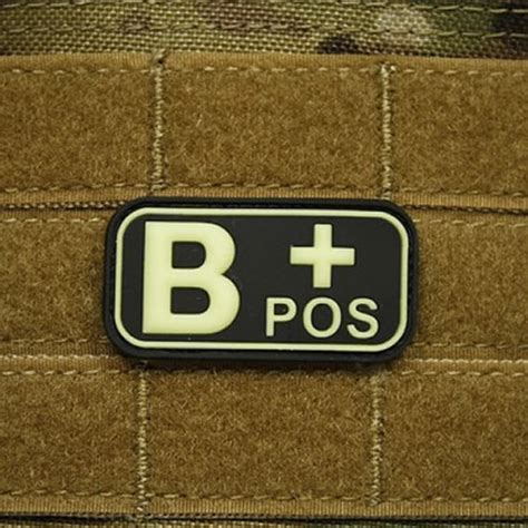 Jackets To Go Patch Blood B Pos Plastic Glow In The Dark Military Range