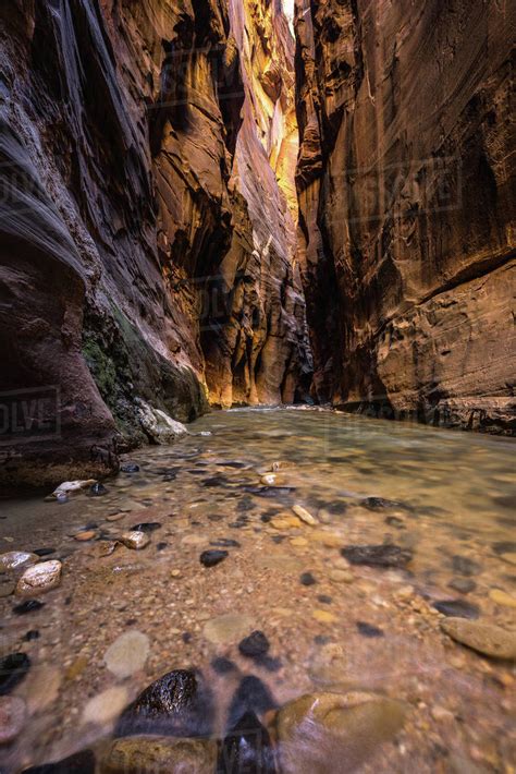 Wall Street Section In The Narrows Zion National Park Utah America