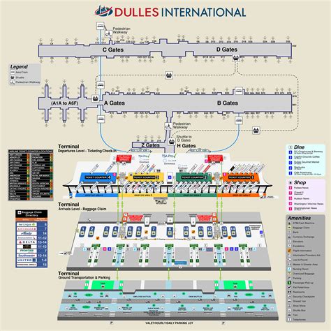 Dulles International Airport Map Iad Printable Terminal Maps Shops