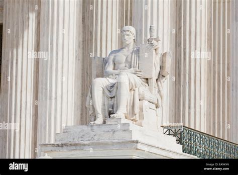 The Authority Of The Law Statue In Front Of The Us Supreme Court