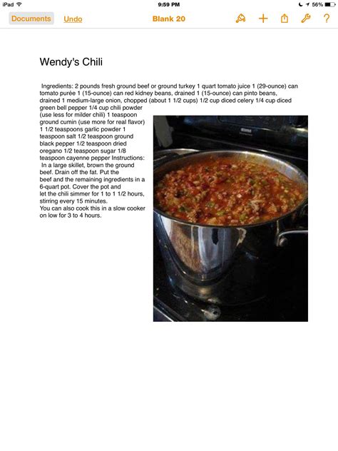 Check spelling or type a new query. Wendy's Chili | Chili ingredients, Food, Restaurant recipes