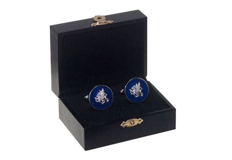 Griffin Cufflinks Roundel Heraldic Lapis Overlaid Sterling Silver