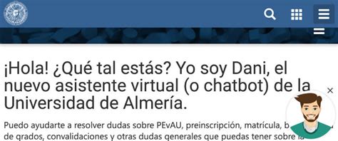 Universidad De Almería Dani Chatbot Para Dudas Frecuentes Al Empezar