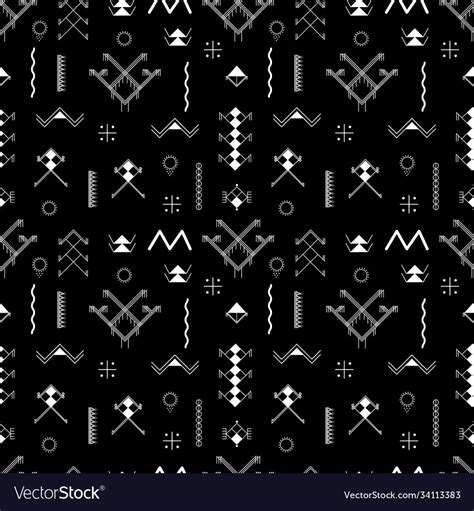 Berber Tattoos Collection Seamless Pattern Vector Image