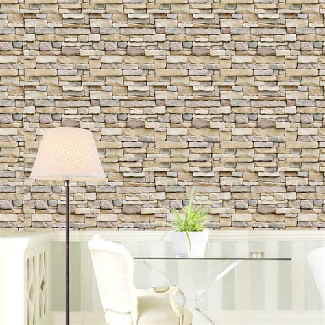 3d Effect House Brick Wallpaper Slate Stone Vinyl Paste Wall Self
