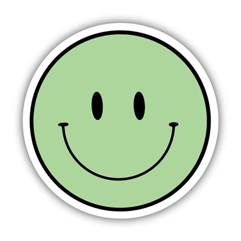 Green Smiley Face Aesthetic Sticker The Felted Heart