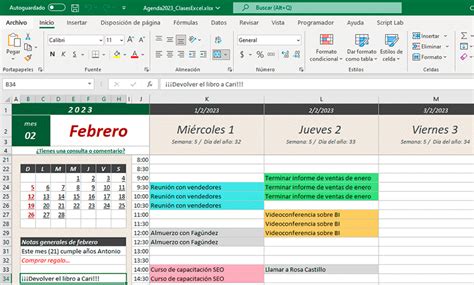 ¡descarga La Agenda Calendario 2023 En Excel Gratis