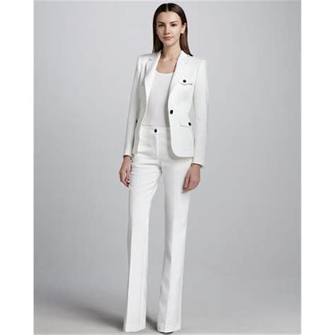 White One Button Womens Business Work Suits Female Office Uniform