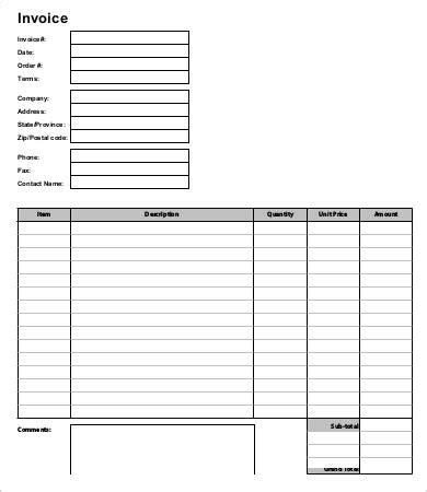 printable invoice template   word excel