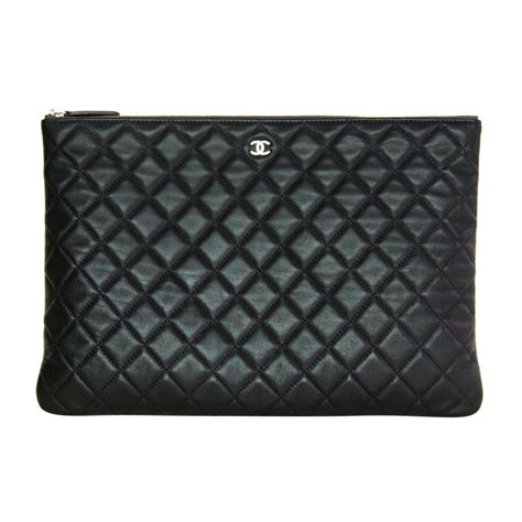 Chanel Black Quilted Leather Clutch With Zipper At 1stdibs