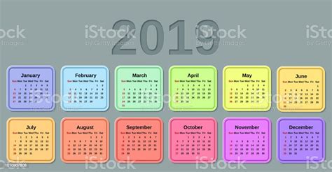 2019 Calendar Year Vector Illustration Template Planner Stock